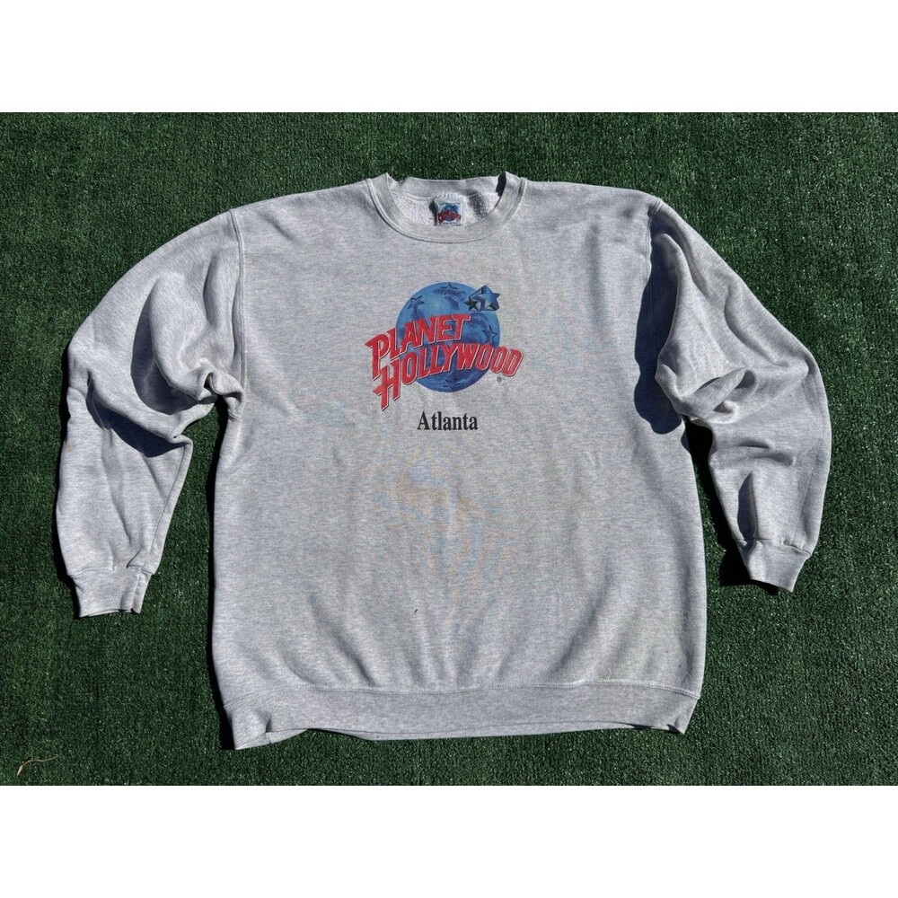 Vintage Planet Hollywood Atlanta Crewneck Sweatshirt Grey Large XL Made in USA